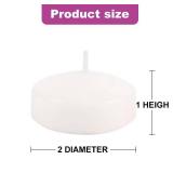Thleunei 24 Pack Floating Candles 2in 6 Hour White Unscented Dripless Wax Discs, Floating Candles for centerpieces, Cylinder Vases, Wedding, Party, Pool, Holiday