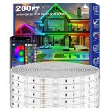 zoegi 200ft Outdoor LED Strip Lights Waterproof,Music Sync RGB IP68 Outside Led Light Strips Waterproof with App and Remote,Exterior Led Rope Lights for Deck,Balcony,Roof,Garden,Pool