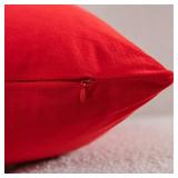 DEZENE Throw Pillow Covers 18x18 Christmas Red: Pack of 2 Cozy Soft Velvet Square Modern Luxury Decorative Throw Pillow Cases for Sofa Couch Living Room Bed Home Decor