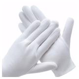 2 Pairs White Cotton Gloves for Dry Hands Eczema SPA Moisturizing - Work Glove Liners for Serving Costume Inspection