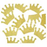Crown Confetti 12pcs 4.7 inches Centerpieces for Baby Shower Decorations Birthday Party Supplies 1st Birthday Table Decor (Gold Glitter)