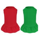 2 Pcs Dog Dresses Cat Skirt Solid Color Dog Clothes Summer Sleeveless Puppy Girl Clothes for Small Pet Dogs Cats (Red,Dark Green, Medium)