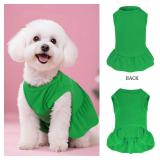 2 Pcs Dog Dresses Cat Skirt Solid Color Dog Clothes Summer Sleeveless Puppy Girl Clothes for Small Pet Dogs Cats (Red,Dark Green, Medium)