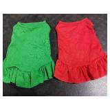 2 Pcs Dog Dresses Cat Skirt Solid Color Dog Clothes Summer Sleeveless Puppy Girl Clothes for Small Pet Dogs Cats (Red,Dark Green, Medium)