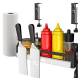 Griddle Caddy for Blackstone Griddles 17/22/28/36/Prep Cart, Space Saving Blackstone Griddle Accessories, BBQ Grill Storage Organizer with Magnetic Tool Holder & Paper Towel Holder & J-Hooks