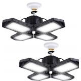 2Pack LED Garage Lights,100W Deformable LED Lighting 10000LM E26 Daylight 6000K Super Bright Adjustable Lights for Warehouse