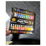 Acrylic Paint Set Canvas Art Paints 24 Colors Perfect Paint Finish (0.41oz,12 ml) With 3 Brushes - Painting Canvas, Paper, Wood, Rock, MDF, Ceramic & Fabric