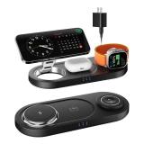 Upgraded 3 in 1 Wireless Charging Station for Apple Devices, Faster Mag-Safe Charger Stand, Magnetic Charger Station for iPhone 17/16/15/14/13/12 Series & AirPods Pro & Apple Watch Series (Black)