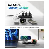 Upgraded 3 in 1 Wireless Charging Station for Apple Devices, Faster Mag-Safe Charger Stand, Magnetic Charger Station for iPhone 17/16/15/14/13/12 Series & AirPods Pro & Apple Watch Series (Black)