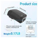 MTDZKJG POE Injector 24V 1A 24W with Wall Plug IEEE 802.3af Compliant 10/100Mbps, 2 Ports Passive Power Up to 100 Meters (325 Feet) Over Ethernet Power Supply for IP Cameras Mobile WLAN AP