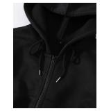LOFAAC Women Fleece Full Zip Up Cropped Hoodie Sweatshirt 90s Long Sleeve Drawstring Hooded Crop Jacket Top(L,US,Women,Black)