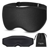 Fygrip 3D Eye Mask Sleep Mask for Men & Women, 100% Pressure-Free & Light Block-Out Eye Mask for Sleep with Easy Adjustable Strap, Night Eye Cover for Travel, Black