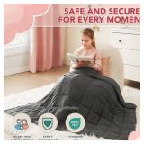 CuteKing Weighted Blanket (7lbs, 40x 60, Grey) Heavy Blanket for 60-80lbs, Weighted Blanket for Cooling & Heating with Premium Glass Beads, Thick Blanket All-Season