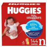 Huggies Size Newborn Diapers, Little Snugglers Baby Diapers, Size Newborn (up to 10 lbs), 144 Count, Packaging May Vary