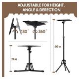 KOOV Projector Stand Adjustable Height 20 to 61, Foldable Projector Tripod Stand with Mouse Tray & Phone Holder, Portable Laptop Floor Stand for Office Home Stage Studio DJ Racks Podium Stand
