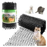 Kokmeya Pet Repellent Mat, Black, 6.5 feet with 8 Ground Stakes 8 Zip Tie, Cat Repellent Mat with Gentle Spikes for Garden/Backyard, Dog and Raccoon Deterrent Mat, 78.74 inches x 11 inches.