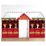 Large Christmas Door Cover Deer Banner Merry Christmas Porch Decoration Reindeer Stable Door Banner Xmas Elk Hanging Backdrop Xmas Reindeer Porch Signs for Winter Holiday Party Classroom Home Supplies
