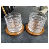 ACHEER 10 Oz Large Spinning Whiskey Glasses set of 2,Rotatable Old Fashioned Glasses, Tumbler Rocks Bar Glasses, with Bamboo Coasters, Gift BOX