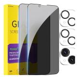 PEHAEL 2+2Pack for iPhone 14 Privacy Screen Protector with Camera Lens Protector Full Coverage Anti-Spy Tempered Glass Film 9H Hardness Easy Installation Bubble Free [6.1 inch]