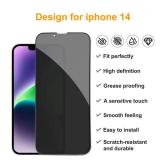 PEHAEL 2+2Pack for iPhone 14 Privacy Screen Protector with Camera Lens Protector Full Coverage Anti-Spy Tempered Glass Film 9H Hardness Easy Installation Bubble Free [6.1 inch]