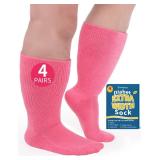 Powbrace 4 Pairs Wide Diabetic Socks - Swollen Feet & Lymphedema Support, Non-Binding Calf Socks for Men & Women