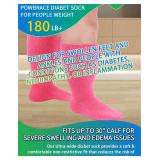 Powbrace 4 Pairs Wide Diabetic Socks - Swollen Feet & Lymphedema Support, Non-Binding Calf Socks for Men & Women