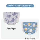 The Honest Company Comfort Dry Disposable Overnight Diapers for Sensitive Skin, Hypoallergenic, Baby Cozy Cloud and Star Signs Design Club Box Size 6 (35 lbs) 34 Count