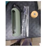 FULBEVY 32 oz Glass Water Bottles - 1 Liter Motivational Tumbler With Time Marker - Borosilicate Glass With Silicone Sleeve and 2 Lids, Handle Spout & Bamboo Straw Lid