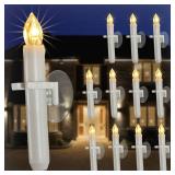 Raycare 12 Pcs Christmas Window Candles with 6 Hour Timer with Suction Cups, Double Brightness Flameless Taper Candle Battery Operated, LED Candle Sticks for Window Christmas Holiday Decoration