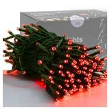 HOME LIGHTING 66ft Valentines Decorative Mini Lights, 200 LED Green Wire Christmas Fairy String Lights Plug in, 8 Lighting Modes, Waterproof for Indoor Outdoor Tree Wedding Party Decoration (Red)