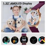 Fitpolo Smart Watch for Women,1.3 AMOLED Touchscreen Fitness Tracker, Make/Answer Calls, Heart Rate SpO2 Monitor,IP68 Waterproof,Sleep Activity Tracking Smartwatch for Android Phones iPhone (Purple)