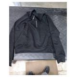 SUUKSESS Womens  Lounge  Half Zip Oversized Sweatshirts (Black, S) TOP ONLY