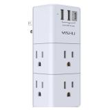 USB Multi Plug Outlet Extender - YISHU Surge Protector with Rotating Plug, 6 AC Plug Extender with 3 USB Ports, 3-Sided Swivel Power Strip Best Ideal Stocking Stuffers for Adults