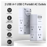 USB Multi Plug Outlet Extender - YISHU Surge Protector with Rotating Plug, 6 AC Plug Extender with 3 USB Ports, 3-Sided Swivel Power Strip Best Ideal Stocking Stuffers for Adults