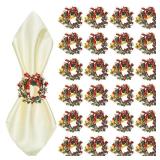 ZeeDix Christmas Wreath Napkin Rings, Holiday Christmas Napkin Ring Holders for Cloth Napkins, Serviette Buckles for Thanksgiving Holiday Dinner Party Table Setting