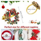 ZeeDix Christmas Wreath Napkin Rings, Holiday Christmas Napkin Ring Holders for Cloth Napkins, Serviette Buckles for Thanksgiving Holiday Dinner Party Table Setting