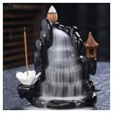 Backflow Incense Holder Waterfall Incense Burner, Mountain Tower Censer Aromatherapy Ornament Home Decor Size:4.64in*4.17in with 60 Backflow Incense Cones,50 Incense Sticks,Incense Socket Mat Clip