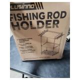 PLUSINNO 3 Tier Fishing Rod Holder, Fishing Pole Holders for Garage, Fishing Rod Rack Fishing Rod Storage Up to 8 Rods, Fishing Gear Tackle Box Fishing Equipment Organizers, Fishing Gifts for Men