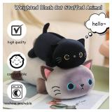 SQEQE Weighted Black Cat Plush, Weighted Black Cat Stuffed Animal, Cute Plushies Soft Pillow Toy Gift for Kids Adults 23.6 Inch, 3.1 Lbs