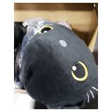SQEQE Weighted Black Cat Plush, Weighted Black Cat Stuffed Animal, Cute Plushies Soft Pillow Toy Gift for Kids Adults 23.6 Inch, 3.1 Lbs
