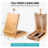 Beechwood Tabletop Easel for Painting, Portable Adjustable Sketchbox Art Easel Stand with Detachable Strap for Beginners and Art Lovers