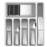 49-Piece Silverware Set with Organizer, Stainless Steel Flatware Utensils Set for 8, Forks and Spoons Silverware Set Cutlery Set with Steak Knives, Dishwasher Safe