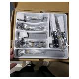 49-Piece Silverware Set with Organizer, Stainless Steel Flatware Utensils Set for 8, Forks and Spoons Silverware Set Cutlery Set with Steak Knives, Dishwasher Safe