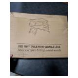 Fibogollo 2 Pack Bamboo Bed Tray Table with Folding Legs,Breakfast Trays,Serving Tray for Food and Snack,Laptop Trays for Working(Brown)