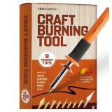 Craft Culture Wood Burning Tool Pen - Craft Burning Tools for Adults & Teens - Wood Burner Kit, Engraver, Carver, Pyrography, Woodburning - Includes 9 Premium Tips - Adjustable Temperature Control