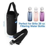 Xxerciz Water Bottle Carrier Bag for Brita 36 oz Filtering Bottle, Insulated Neoprene Water Bottle Holder with Adjustable Strap, Travel Bottle Carrier Pouch Sleeve for Outdoor Camping, Hiking, Gym