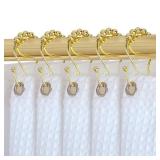 Utopia Alley Shower Hooks Double Shower Curtain Rings for Bathroom Rust Proof Shower Curtain Hooks for Shower Curtain or Liner, Set of 12, Gold