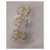 Utopia Alley Shower Hooks Double Shower Curtain Rings for Bathroom Rust Proof Shower Curtain Hooks for Shower Curtain or Liner, Set of 12, Gold