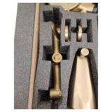 Fapully Double Handle 5-Spray Tub and Shower Faucet 2.5 GPM Dual Head Tub Faucet with Hand Shower in Brushed Gold- Retail: $241
