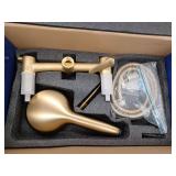 Fapully Double Handle 5-Spray Tub and Shower Faucet 2.5 GPM Dual Head Tub Faucet with Hand Shower in Brushed Gold- Retail: $241
